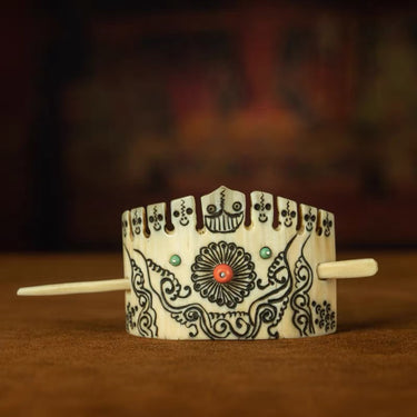 Qing Dynasty Tibetan Jade-Transformed Old Material Gem-Inlaid Hairpin from Tibet