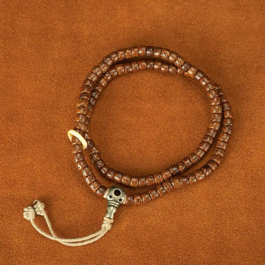 Qing Dynasty Tibetan Jade-Transformed Fully Cracked Star-Moon Bodhi Mala from Tibet