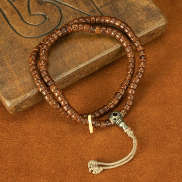 Qing Dynasty Tibetan Jade-Transformed Fully Cracked Star-Moon Bodhi Mala from Tibet