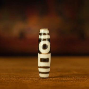 Tibetan Double Heaven-and-Earth Cinnabar Ancient Dzi Bead from Tibet