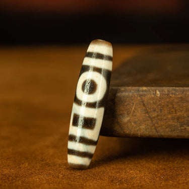 Tibetan Double Heaven-and-Earth Cinnabar Ancient Dzi Bead from Tibet