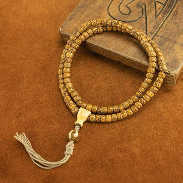 Qing Dynasty Tibetan Fully Cracked Star-Moon Bodhi 108-Bead Mala from Tibet