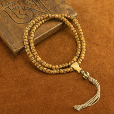 Qing Dynasty Tibetan Fully Cracked Star-Moon Bodhi 108-Bead Mala from Tibet