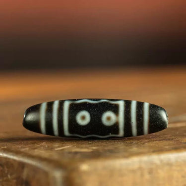 Tibetan Tso-si Five-Eye Treasure Canopy Dzi Bead Pendant from Tibet