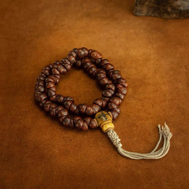 Qing Dynasty Tibetan Slanted-Cut Phoenix Eye Bodhi Seed Mala from Tibet