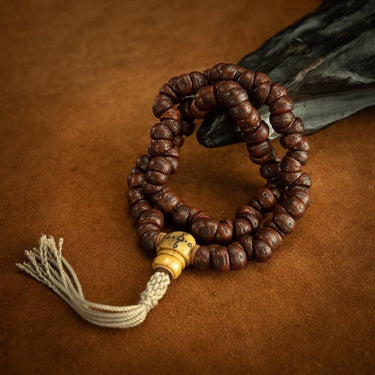 Qing Dynasty Tibetan Slanted-Cut Phoenix Eye Bodhi Seed Mala from Tibet