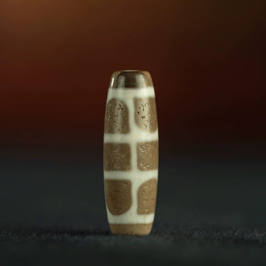 Tibetan Antique Light-Toned Great Transformation Net Dzi Bead Pendant from Tibet