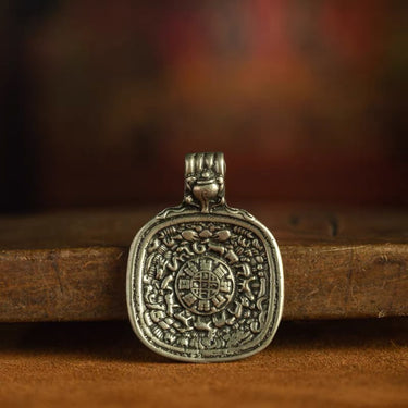 Qing Dynasty Tibetan Nine-Palace Bagua Protection Copper Pendant from Tibet