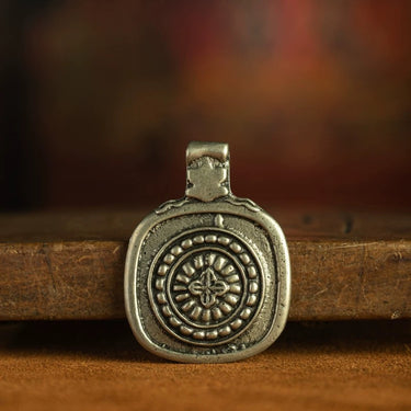 Qing Dynasty Tibetan Nine-Palace Bagua Protection Copper Pendant from Tibet