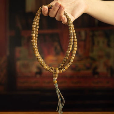 Qing Dynasty Tibetan 108-Bead Star and Moon Bodhi Mala from Tibet