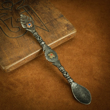 Qing Dynasty Tibetan Antique Cold-Iron Offering Spoon from Tibet