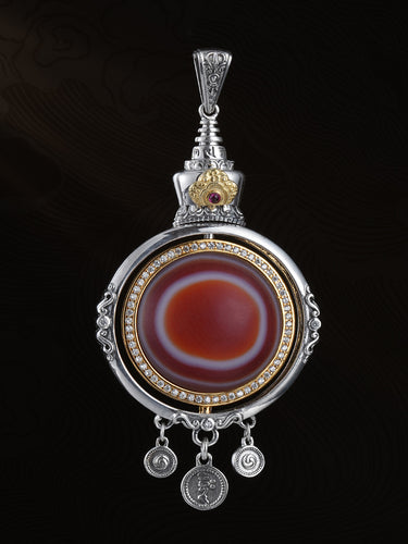 Wisdom Manjushri Red Agate Eye Pendant