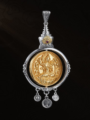 Wisdom Manjushri Red Agate Eye Pendant