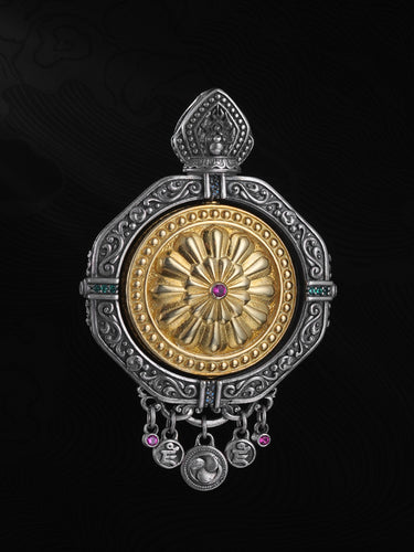 Prosperity Yellow Jambhala Red Agate Eye Pendant