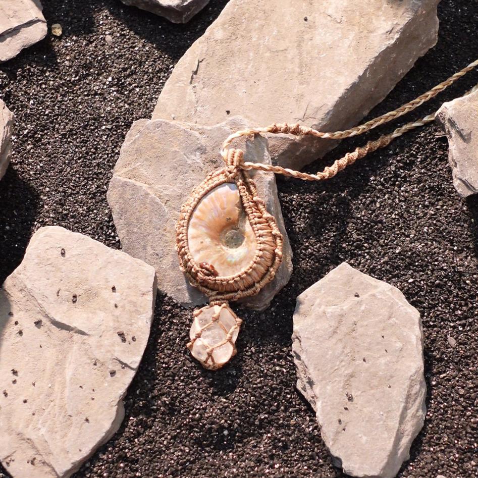 The Force Energy Clear Quartz Ammonite Pendants