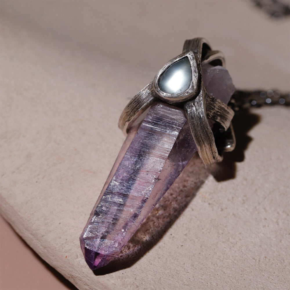 Guardian Amethyst Prayer Wheel Pendant