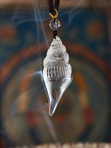 Prosperity & Healing Clear Crystal Conch Shell Pendant