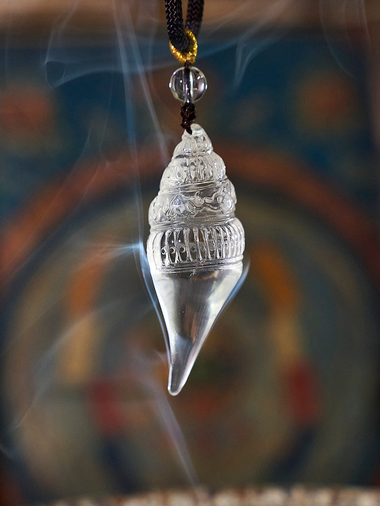 Prosperity & Healing Clear Crystal Conch Shell Necklace