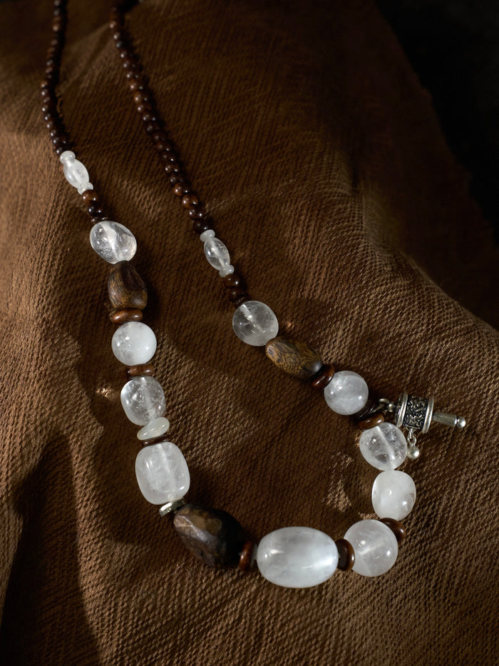 Sacred Mountain Protection Clear Quartz Agarwood Necklace