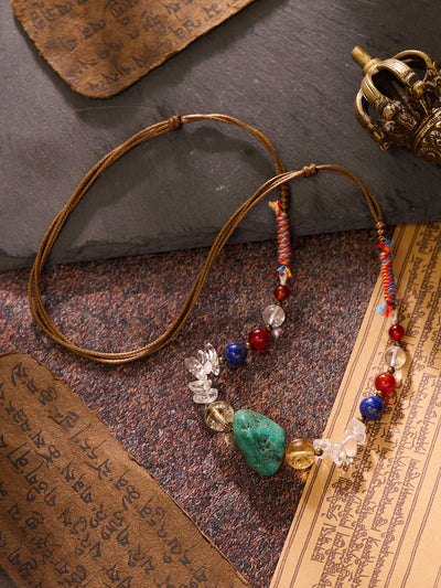 Balanced Journey Multi-Stone Tibetan Handwoven Necklace