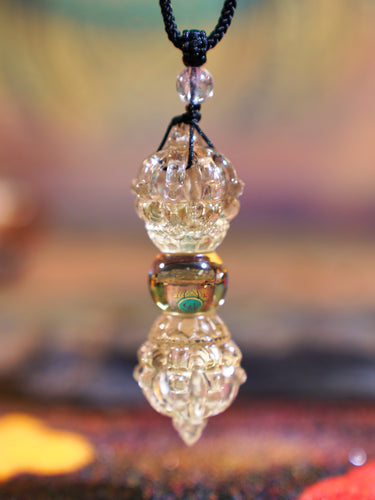 Tibetan Citrine Crystal Vajra Pendant