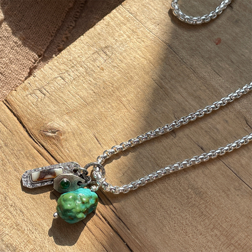 Purity Essence Turquoise Dzi Pendant Necklace