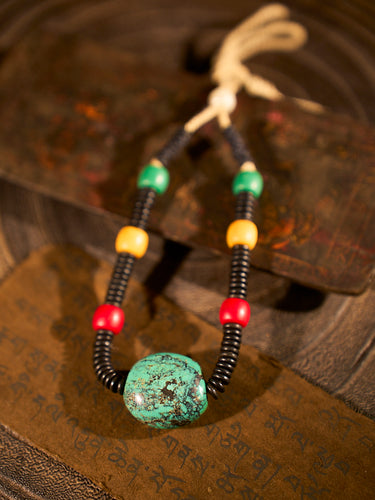 Harmony Turquoise and Old Sherpa Bead Necklace