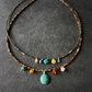 Tibetan Natural Tourmaline Tiger Eye Turquoise Amber Choker Necklace for Wealth and Protection