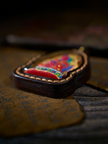 Infinite Compassion Amitabha Tsa Tsa Leather Pendant