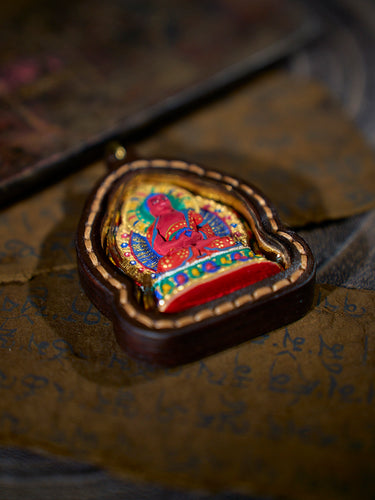 Infinite Compassion Amitabha Tsa Tsa Leather Pendant