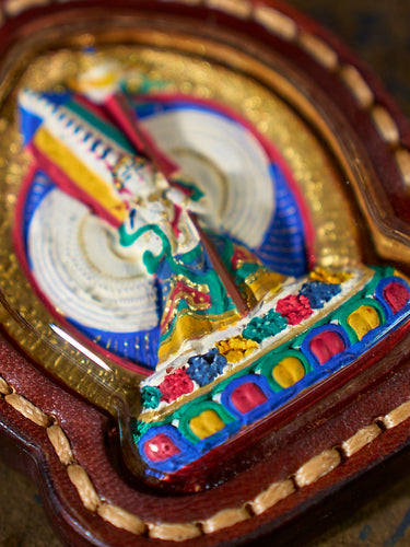 Radiant Protection White Umbrella Mother Tsa Tsa Leather Pendant