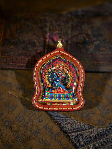 Transformative Power Yamantaka Tsa Tsa Leather Pendant