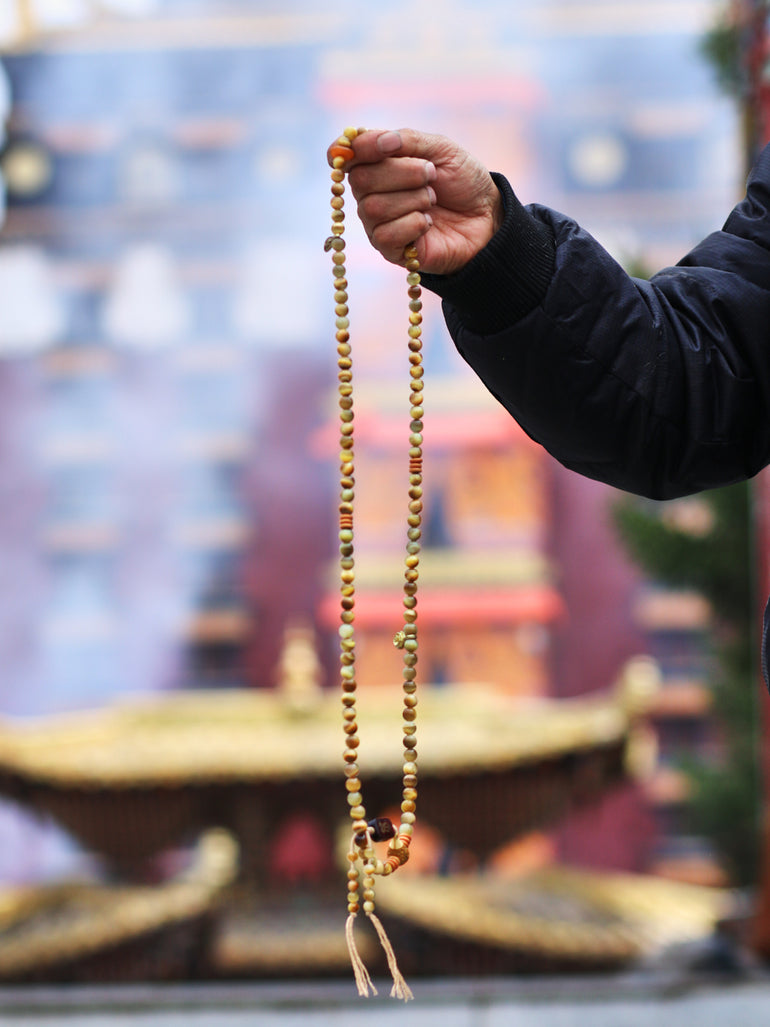 Tibetan Wealth Tiger Eye & Amber Necklace