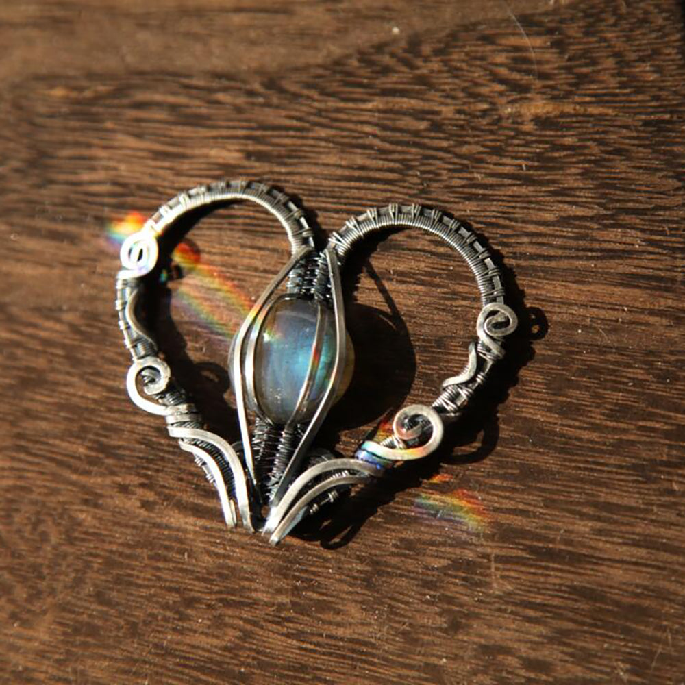 Heart of Labradorite – Love & Protection Silver Wire-Wrapped Pendant