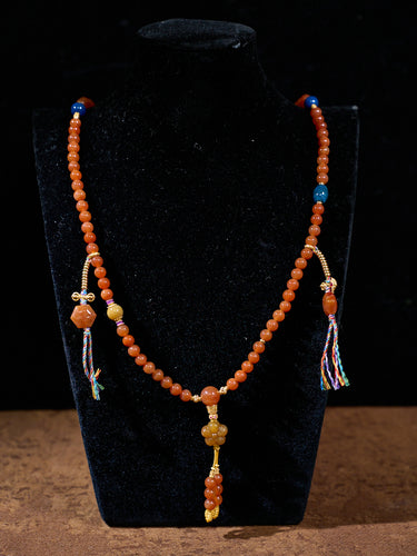 Ember Blessing Agatized Corale Prayer Necklace