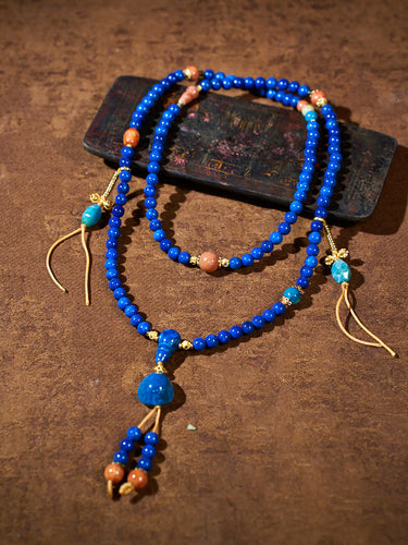 Tibetan Deep Blue Clarity Prayer Necklace