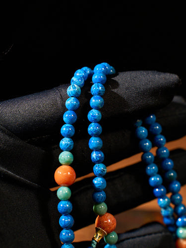 True North Blue Agatized Corale Mala Necklace