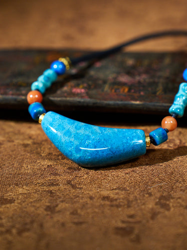 Lapis Quiet · Arc Agatized Corale Necklace
