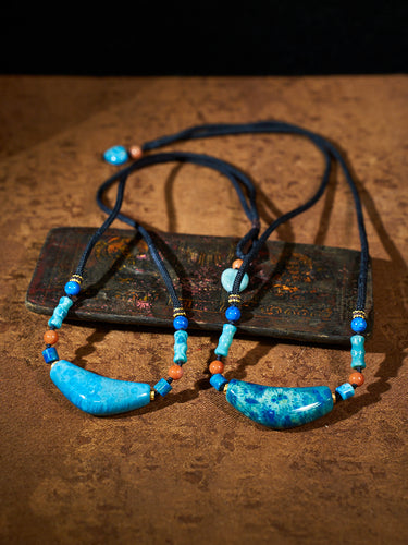 Lapis Quiet · Arc Agatized Corale Necklace