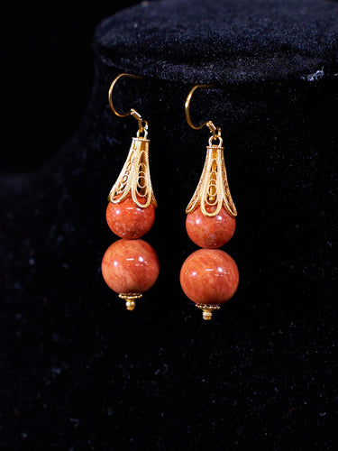 Ember Poise Agatized Corale Drop Earrings