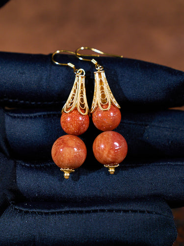Ember Poise Agatized Corale Drop Earrings