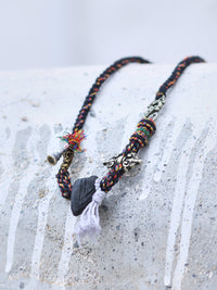 Protection Black Tsa-Tsa Thokcha Charm Tibetan Braided Necklace