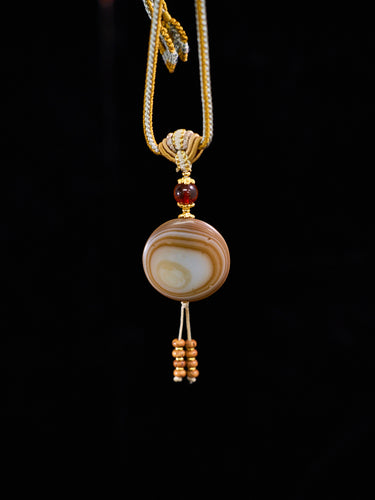 Auspicious Tibetan Ramik Agate Orb Necklace