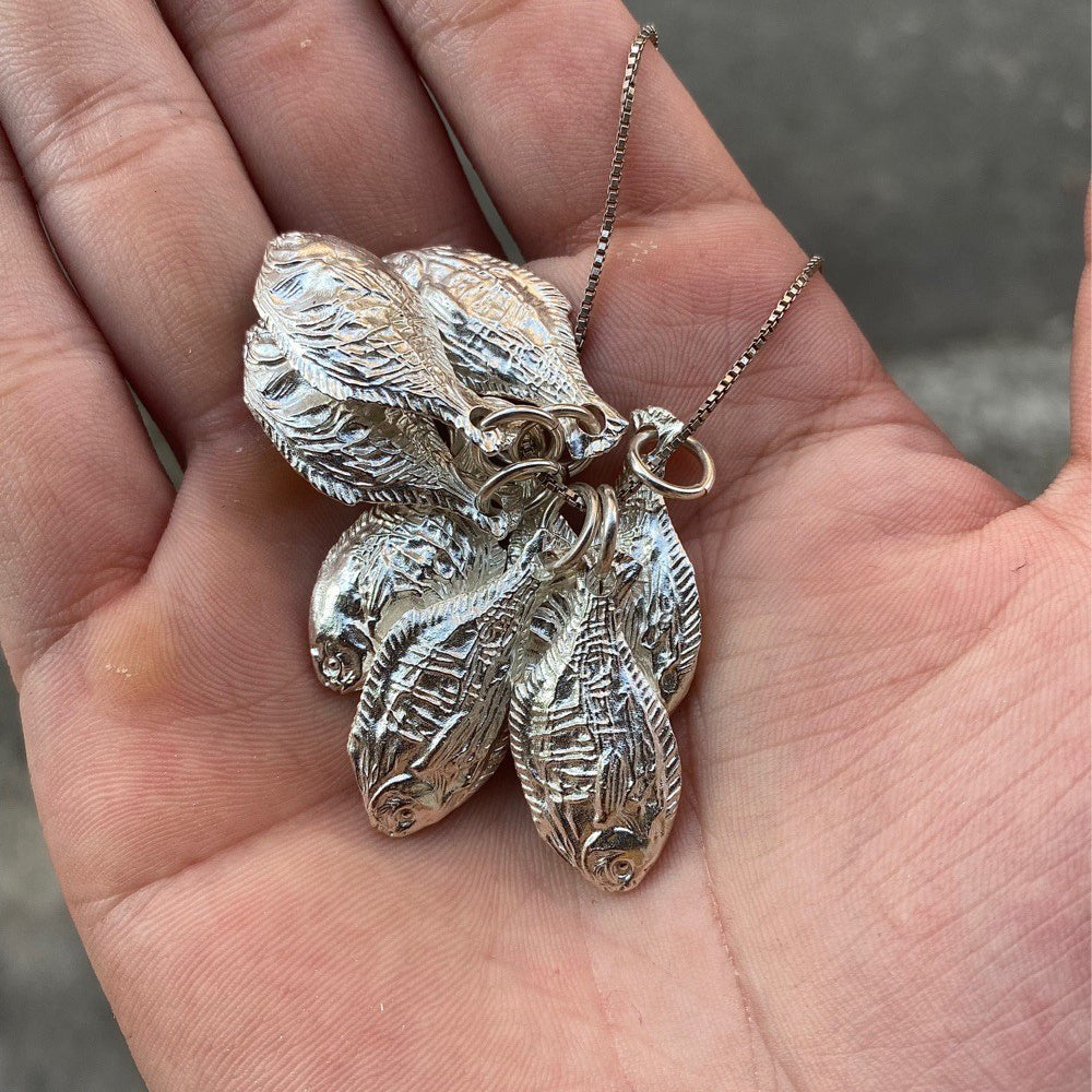 Silver Fish Guardian Amulet Pendant