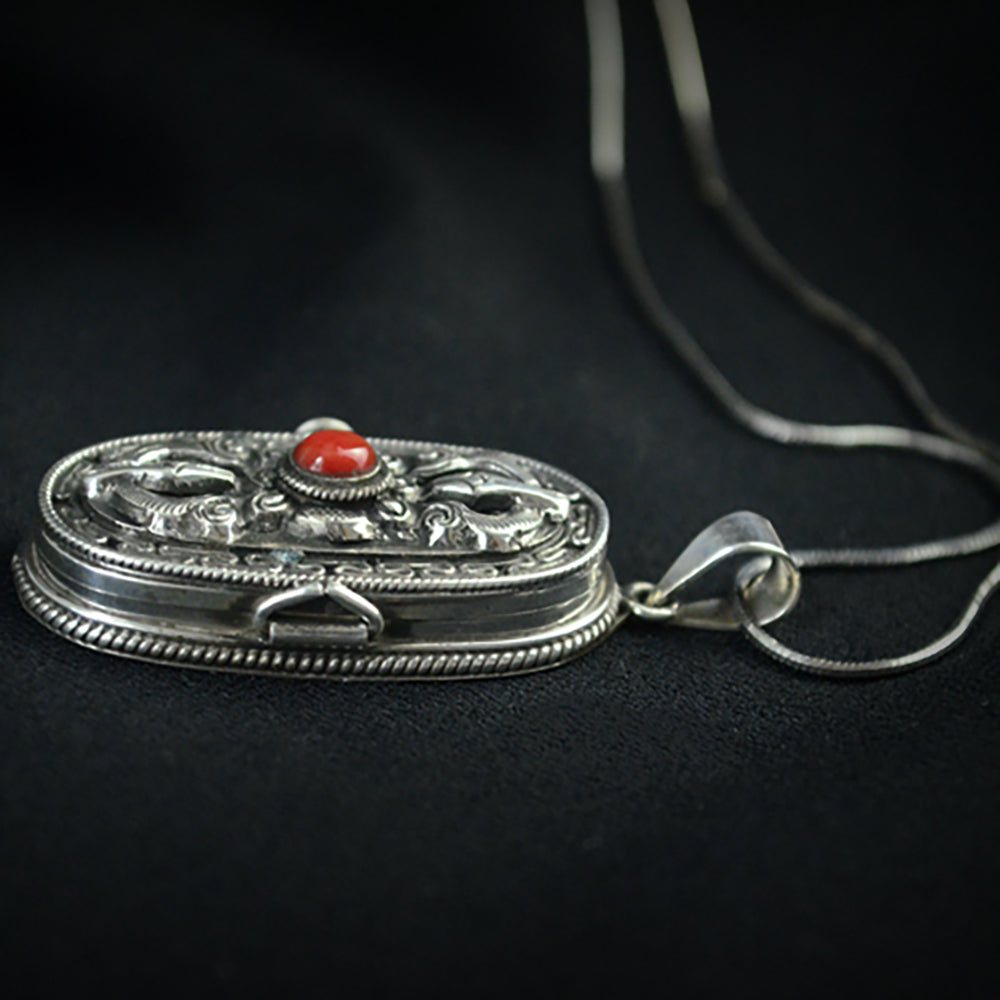 Eternal Guardian Silver Pendant with Red Agate