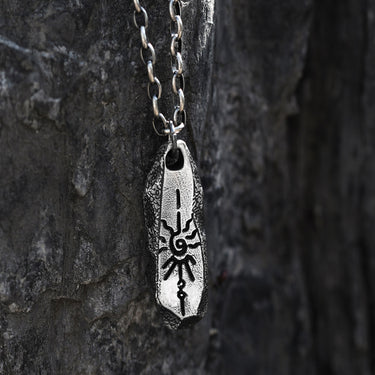 Tibetan Protection Amulet Necklace with Silver and Titanium Steel