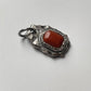 "Ember of Courage" Tibetan Silver Amber & Carnelian Pendant