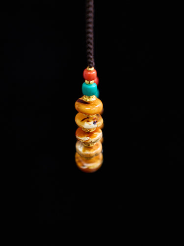 Golden Harmony Beeswax Turquoise Red Coral Necklace