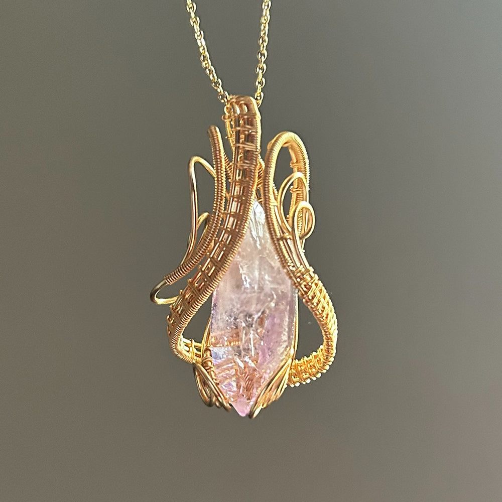 Kailash Energy Amour Rose Crystal Pendant in Handcrafted Copper