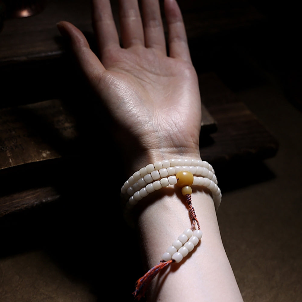 White Bodhi Seed Necklace of Purity Necklace